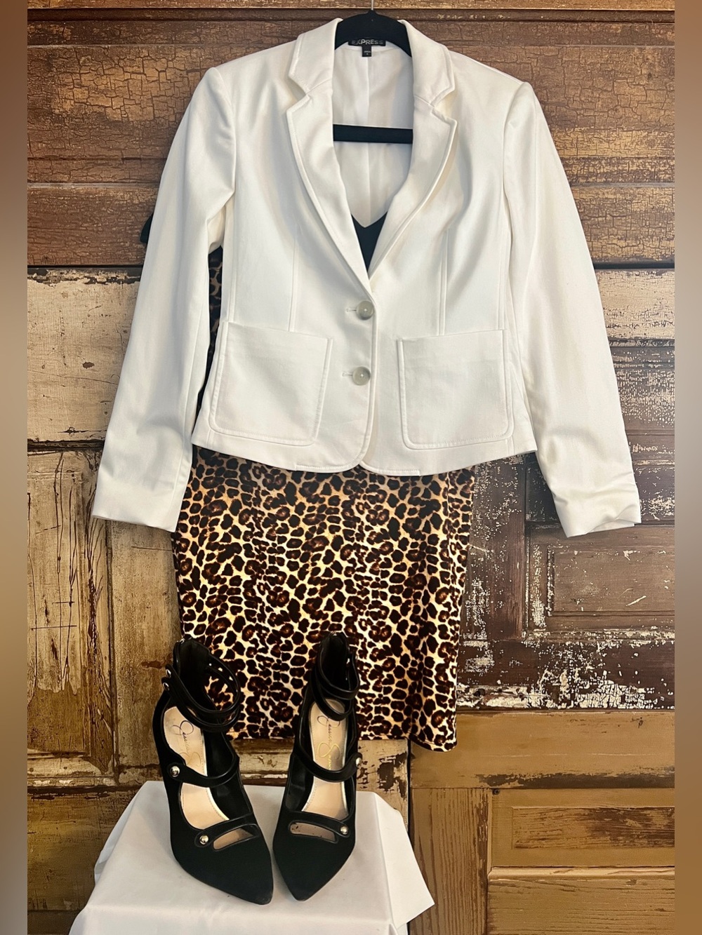 NWOT Leopard Print Midi Pencil Skirt XL | Stretch Bodycon Animal Print